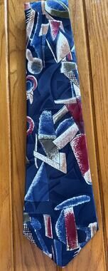 Vintage Johnny Carson Abstract Geometric Necktie 56” Multicolor Wide Tie USA
